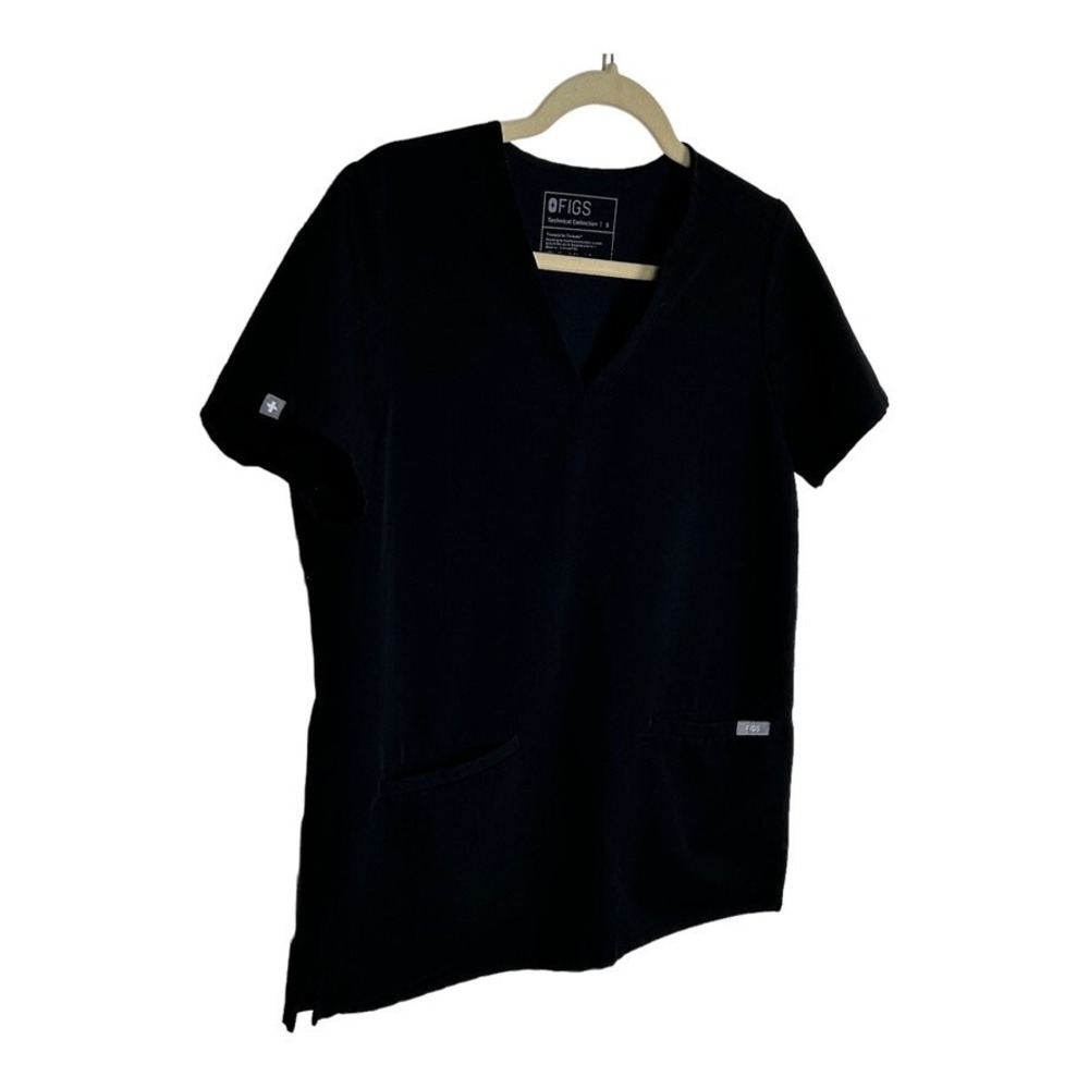 FIGS Womens Casma Technical Collection Scrub Top Size S Black V-Neck FW1100 - Picture 3 of 15